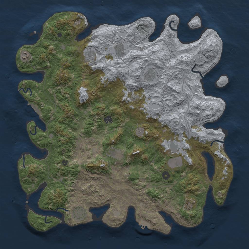 Rust Map: Procedural Map, Size: 4500, Seed: 1986138171, 19 Monuments