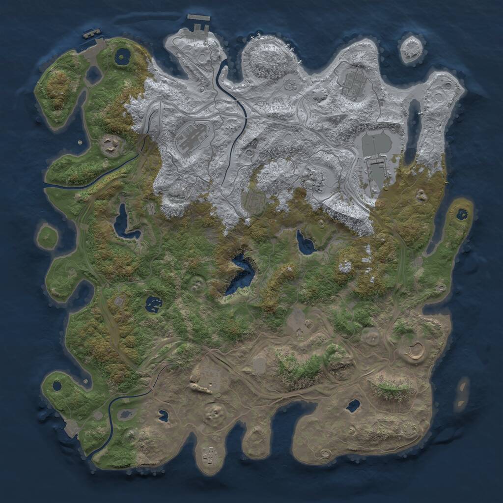 Rust Map: Procedural Map, Size: 4500, Seed: 3028699, 17 Monuments