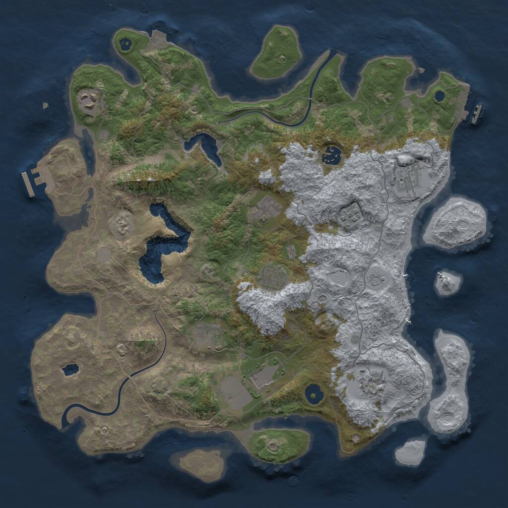 Rust Map: Procedural Map, Size: 4000, Seed: 875485520, 15 Monuments