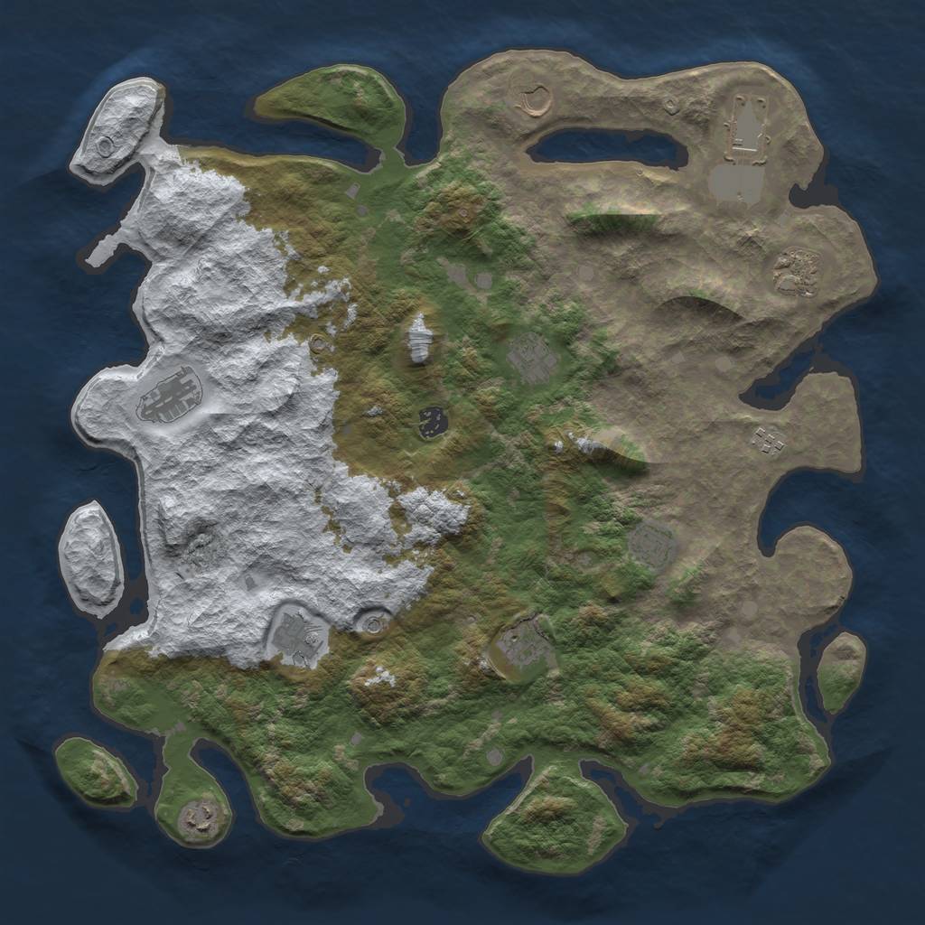 Rust Map: Barren, Size: 4500, Seed: 1401060, 14 Monuments