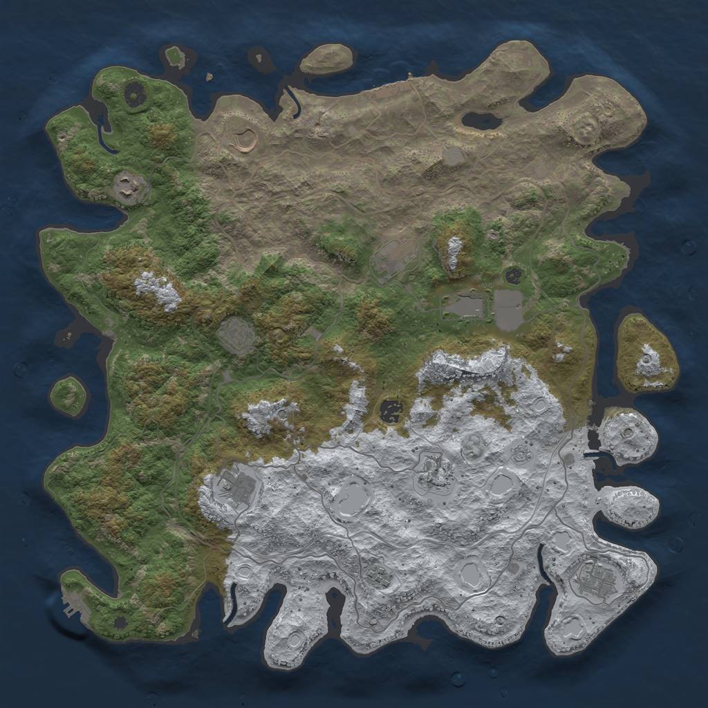 Rust Map: Procedural Map, Size: 4500, Seed: 113116, 19 Monuments