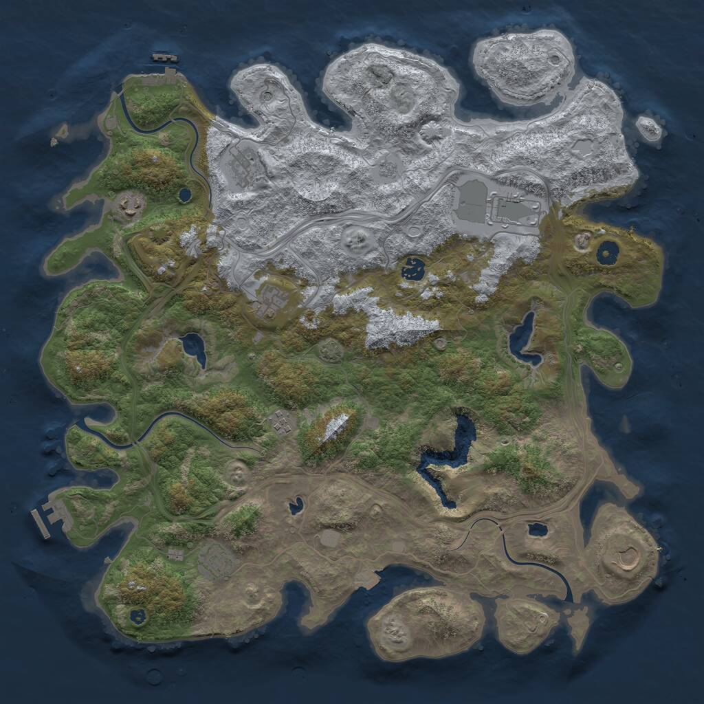 Rust Map: Procedural Map, Size: 4500, Seed: 620485747, 14 Monuments