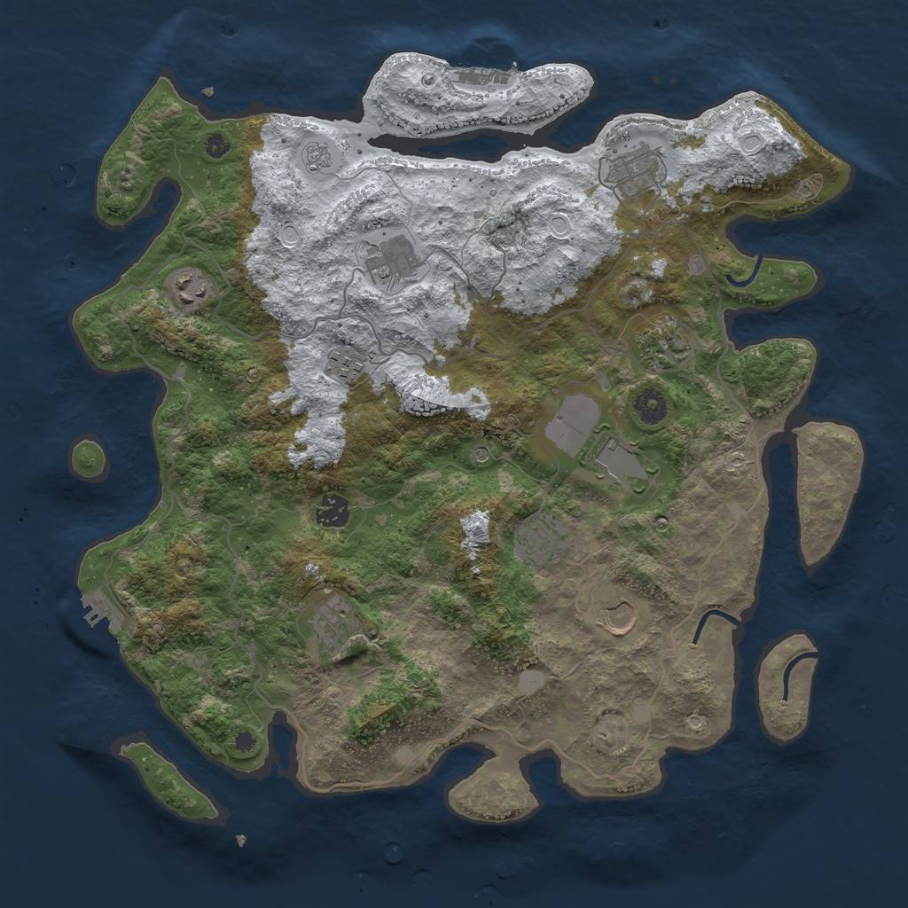 Rust Map: Procedural Map, Size: 4000, Seed: 290876, 19 Monuments
