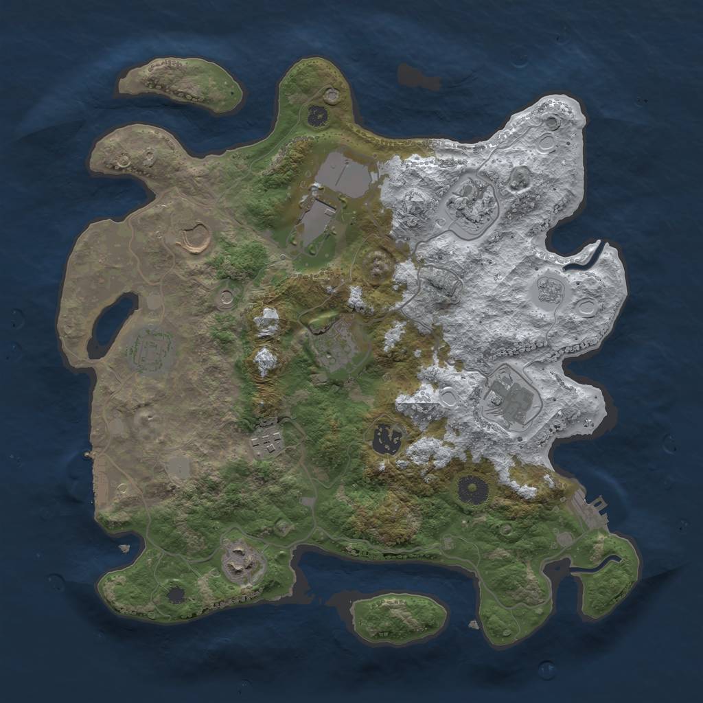 Rust Map: Procedural Map, Size: 3500, Seed: 6351829, 18 Monuments