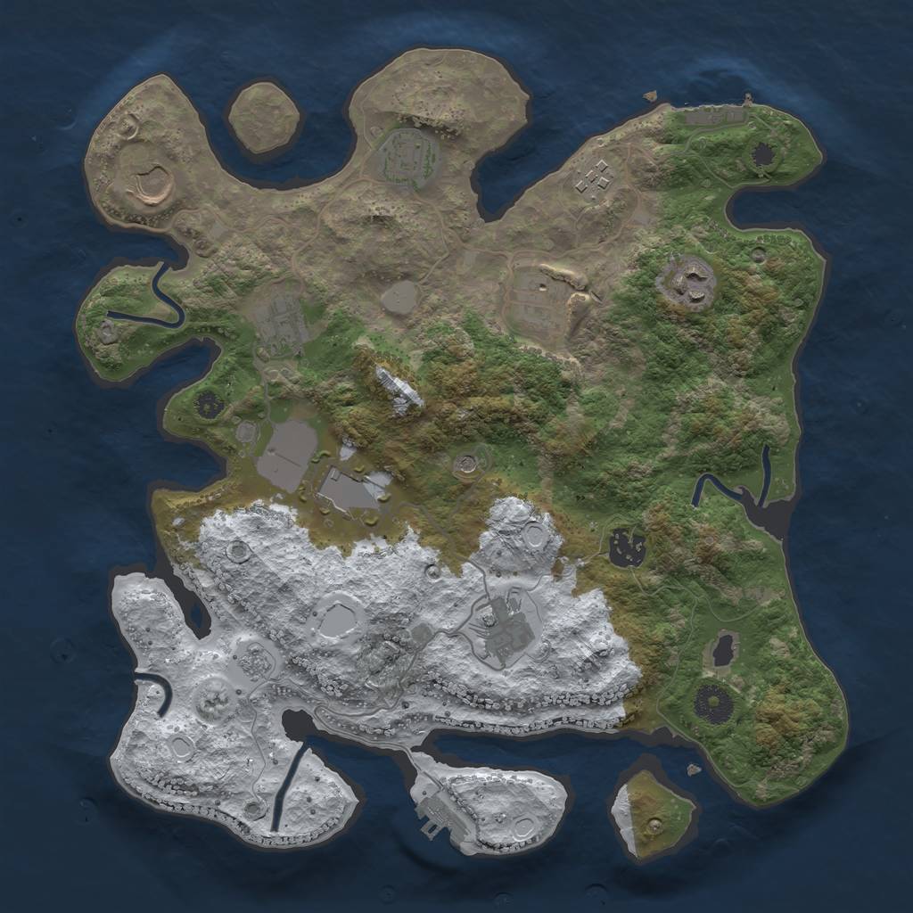 Rust Map: Procedural Map, Size: 3500, Seed: 753665003, 18 Monuments