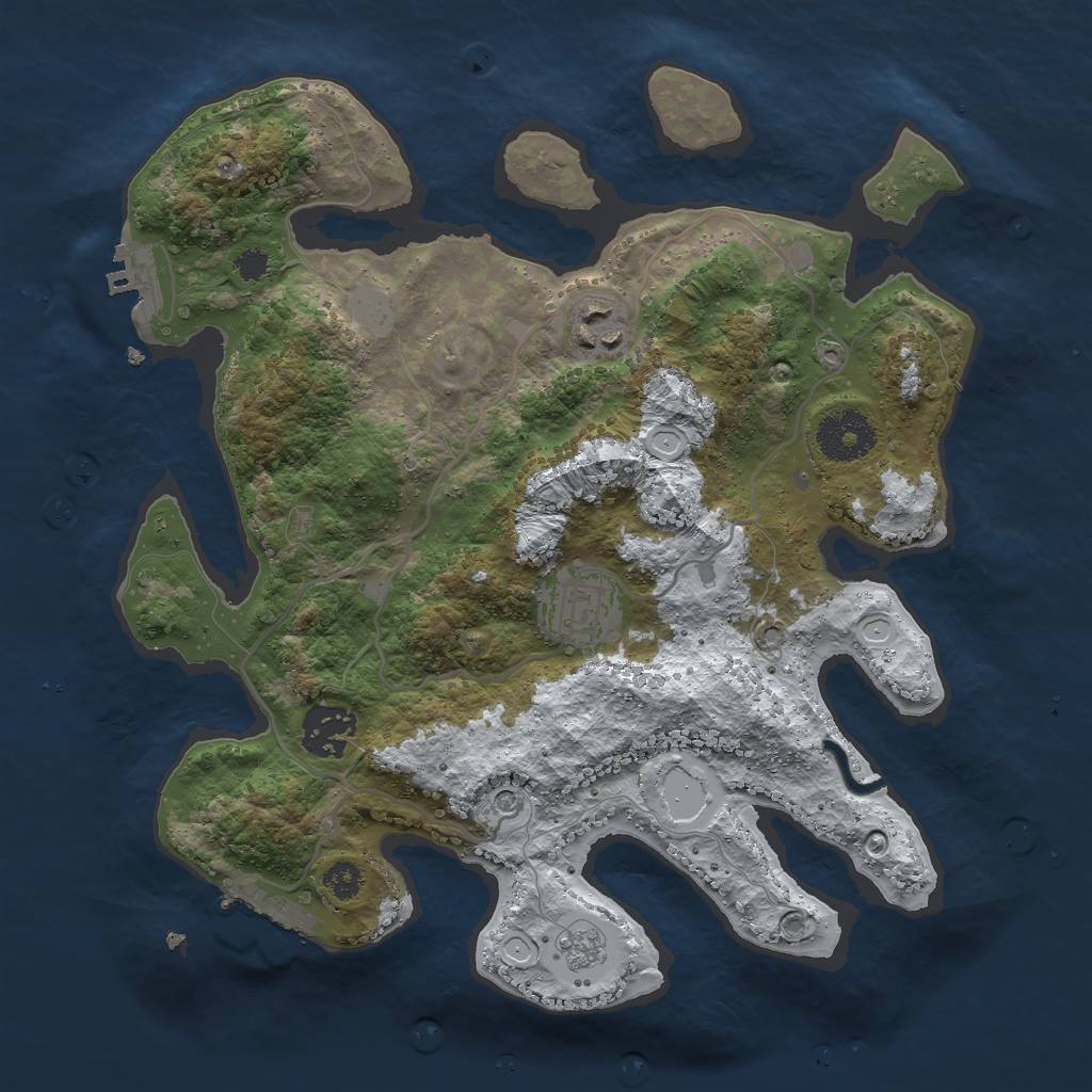 Rust Map: Procedural Map, Size: 3000, Seed: 684616, 12 Monuments