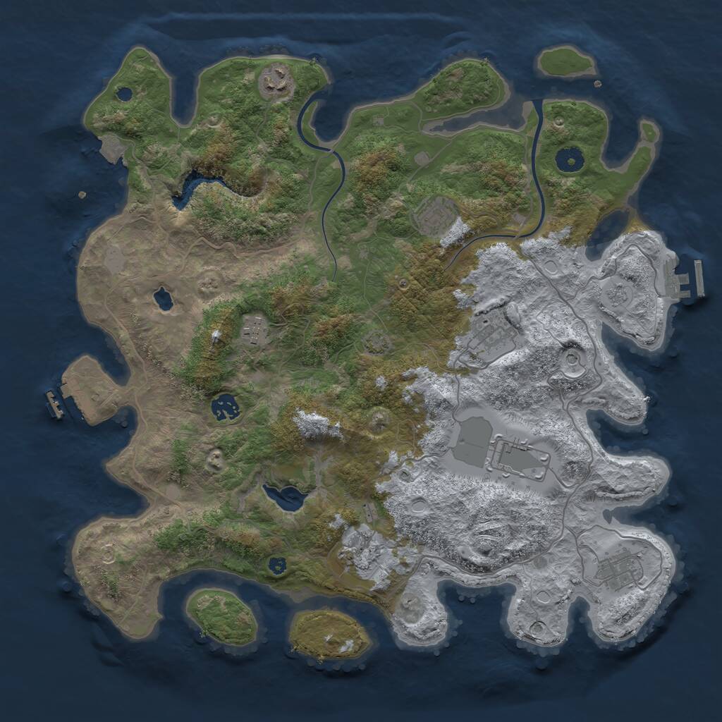 Rust Map: Procedural Map, Size: 4000, Seed: 154421508, 14 Monuments