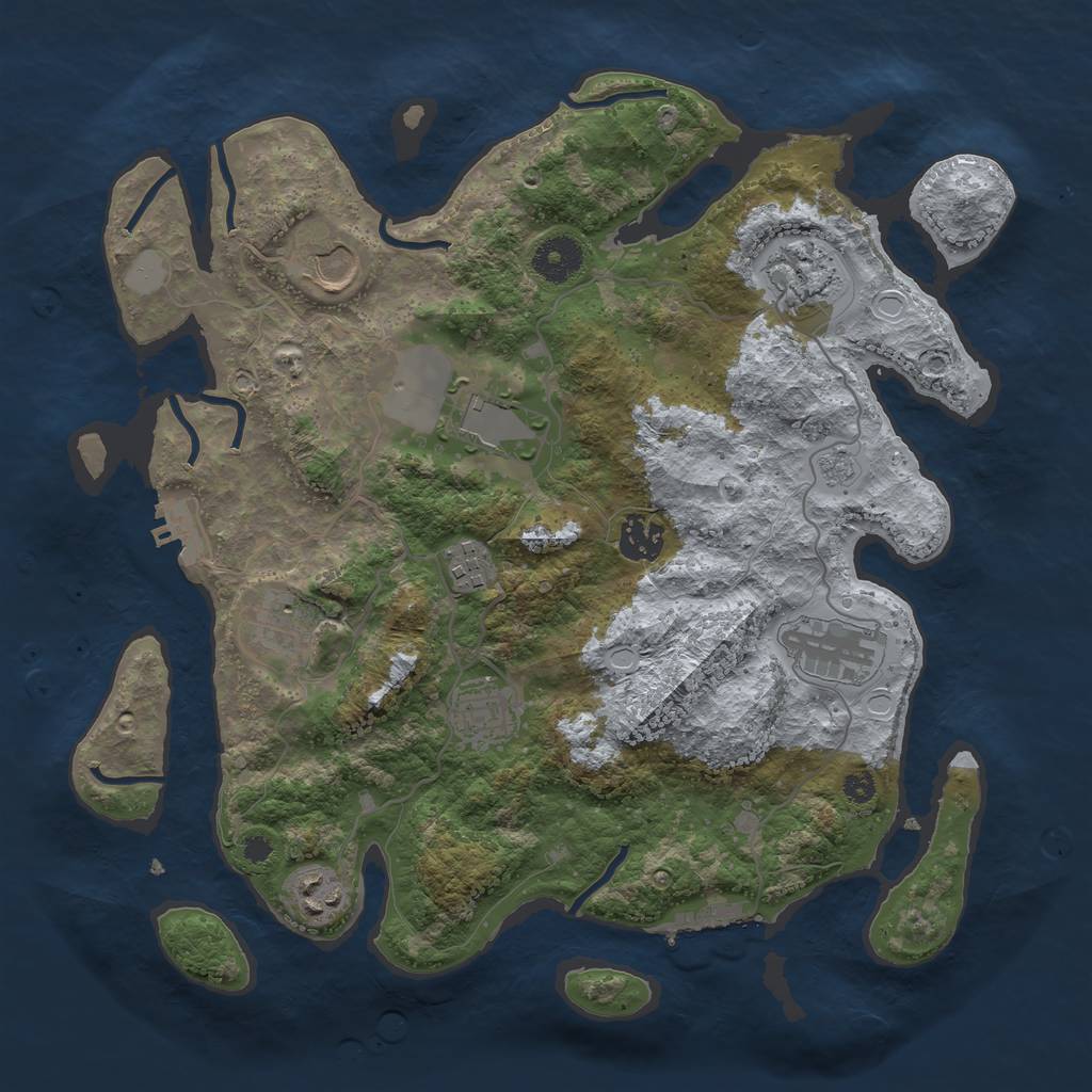Rust Map: Procedural Map, Size: 3500, Seed: 422971979, 17 Monuments