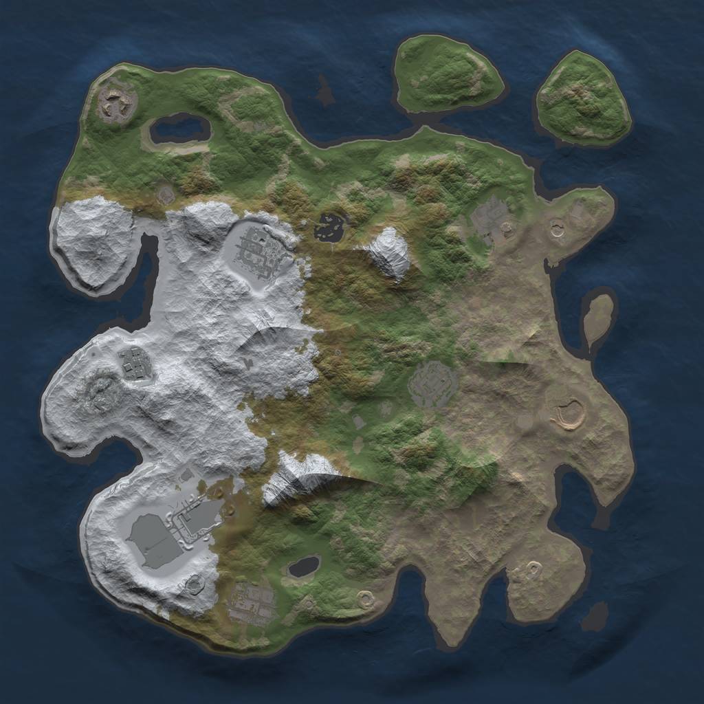 Rust Map: Barren, Size: 3500, Seed: 27, 12 Monuments