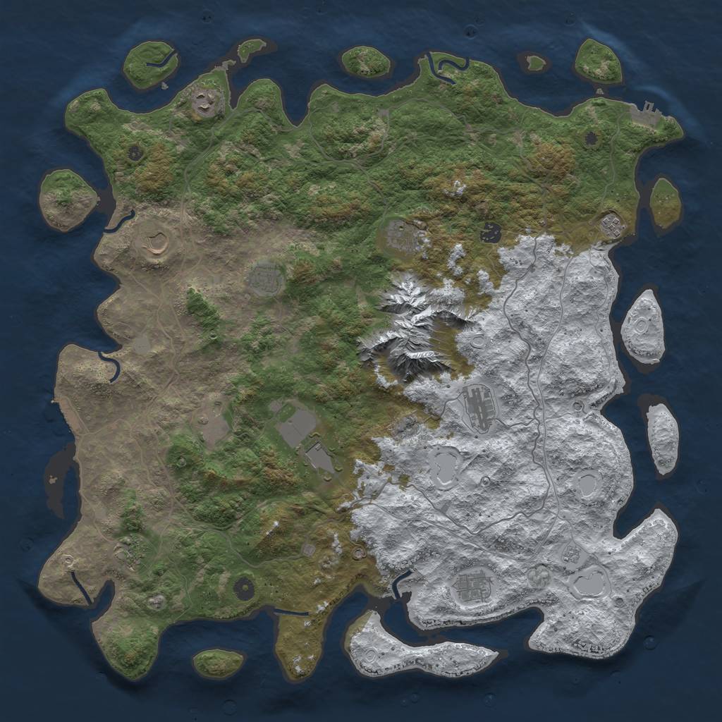 Rust Map: Procedural Map, Size: 5000, Seed: 151316164, 20 Monuments