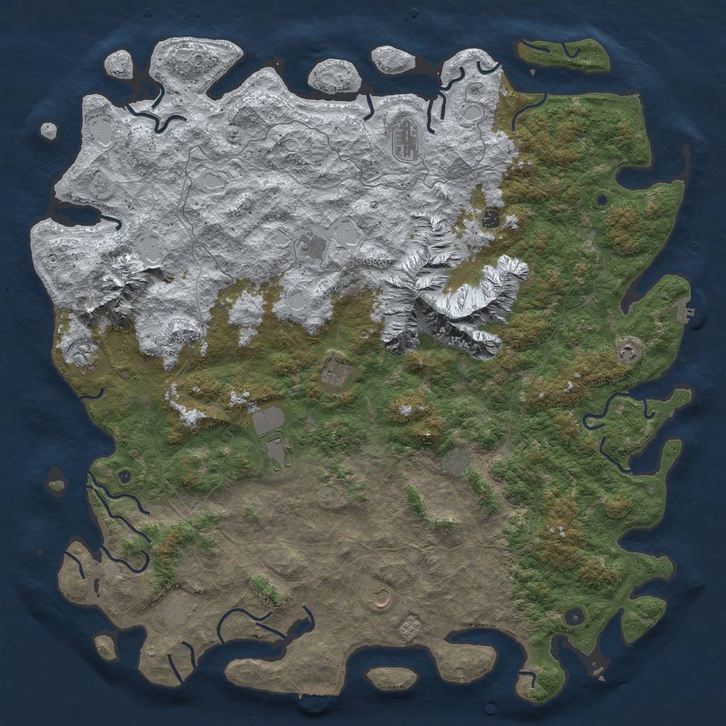 Rust Map: Procedural Map, Size: 6000, Seed: 1209924346, 20 Monuments