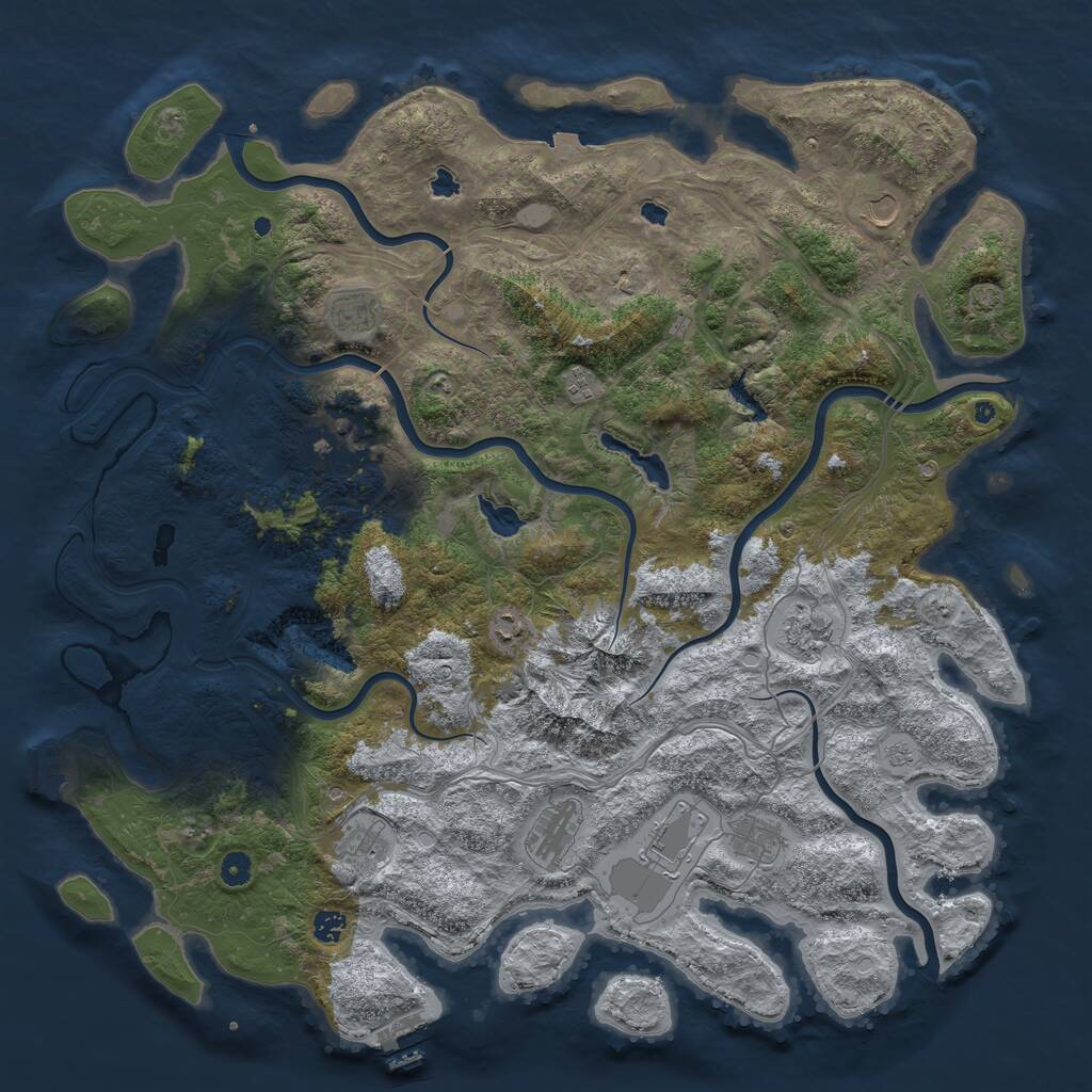 Rust Map: Procedural Map, Size: 5000, Seed: 94127, 17 Monuments