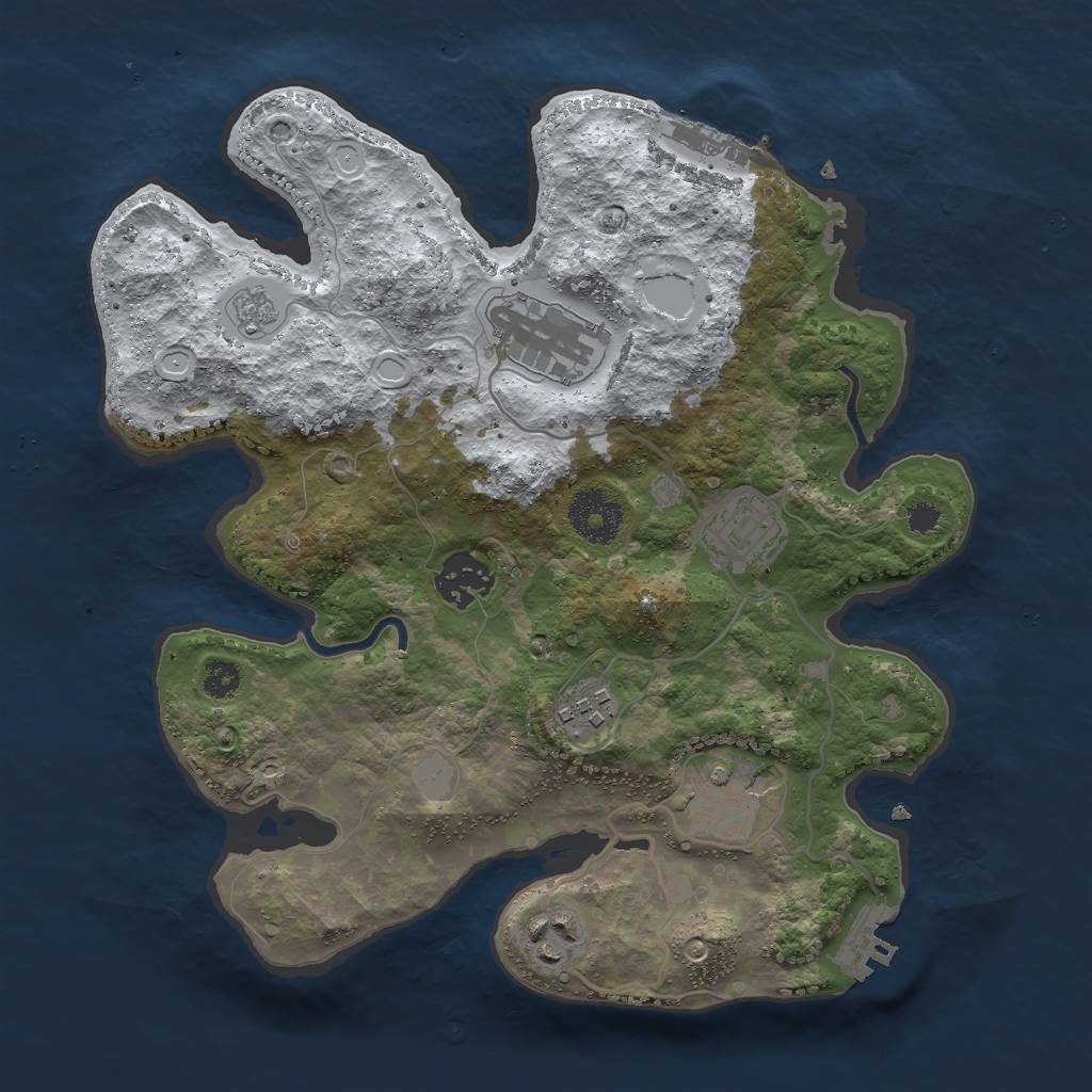 Rust Map: Procedural Map, Size: 3000, Seed: 1965139866, 14 Monuments