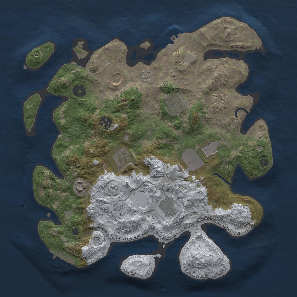 Rust Map: Procedural Map, Size: 3500, Seed: 1818072786, 18 Monuments