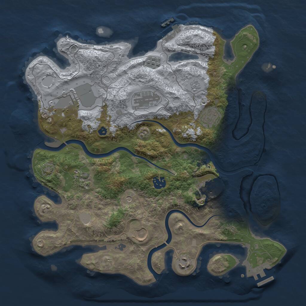 Rust Map: Procedural Map, Size: 3500, Seed: 46471734, 15 Monuments