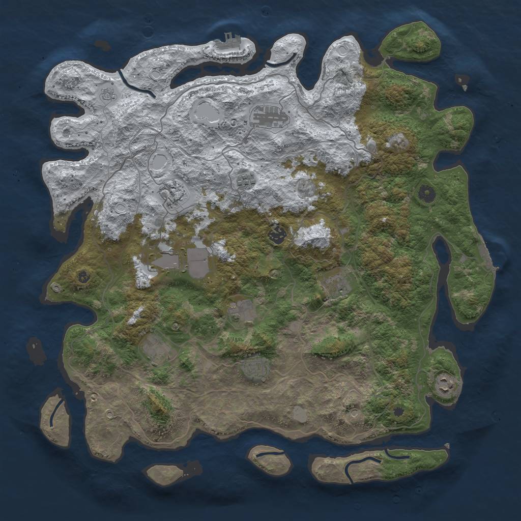 Rust Map: Procedural Map, Size: 4500, Seed: 593061, 19 Monuments