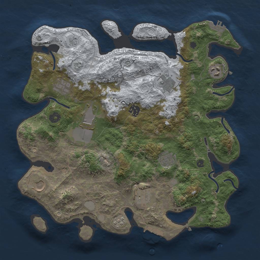Rust Map: Procedural Map, Size: 3500, Seed: 1558705574, 18 Monuments