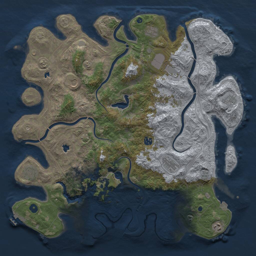 Rust Map: Procedural Map, Size: 4500, Seed: 93011510, 17 Monuments