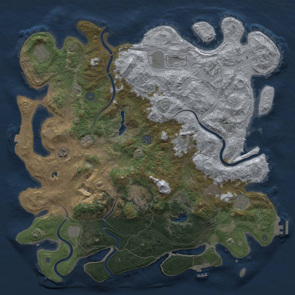 Rust Map: Procedural Map, Size: 4500, Seed: 897153224, 18 Monuments