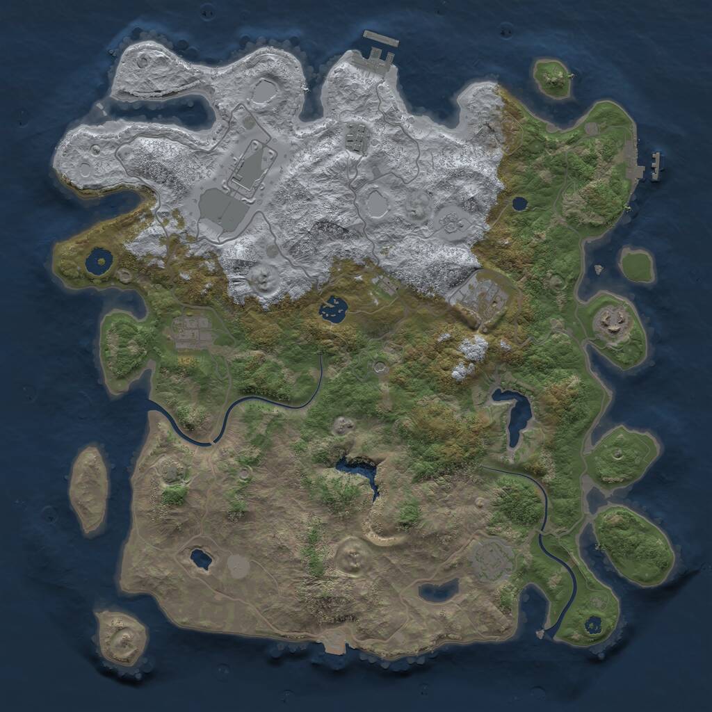 Rust Map: Procedural Map, Size: 4000, Seed: 25468, 13 Monuments