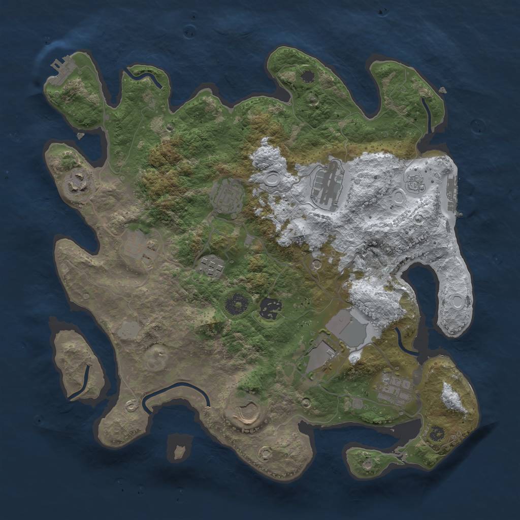 Rust Map: Procedural Map, Size: 3500, Seed: 8215487, 18 Monuments