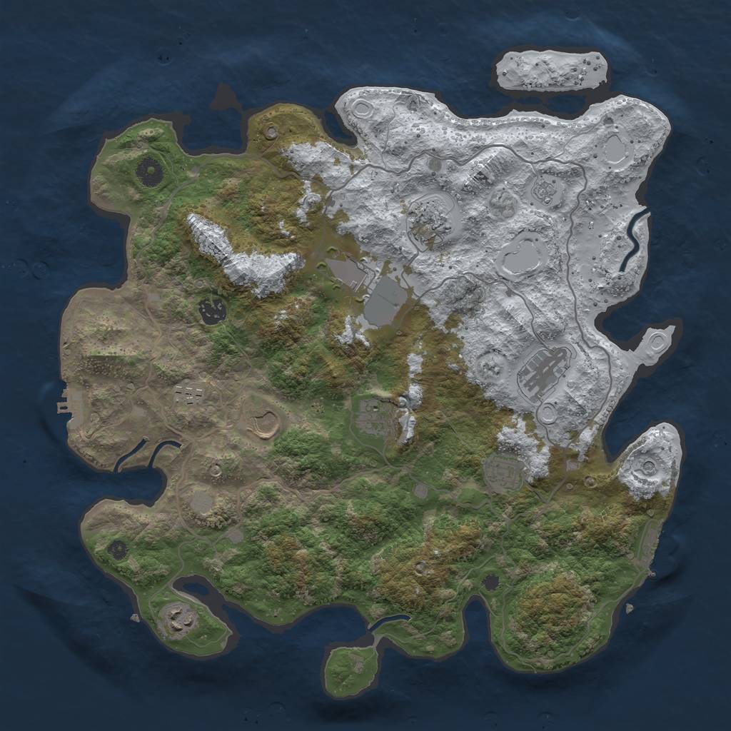Rust Map: Procedural Map, Size: 4000, Seed: 610011901, 18 Monuments