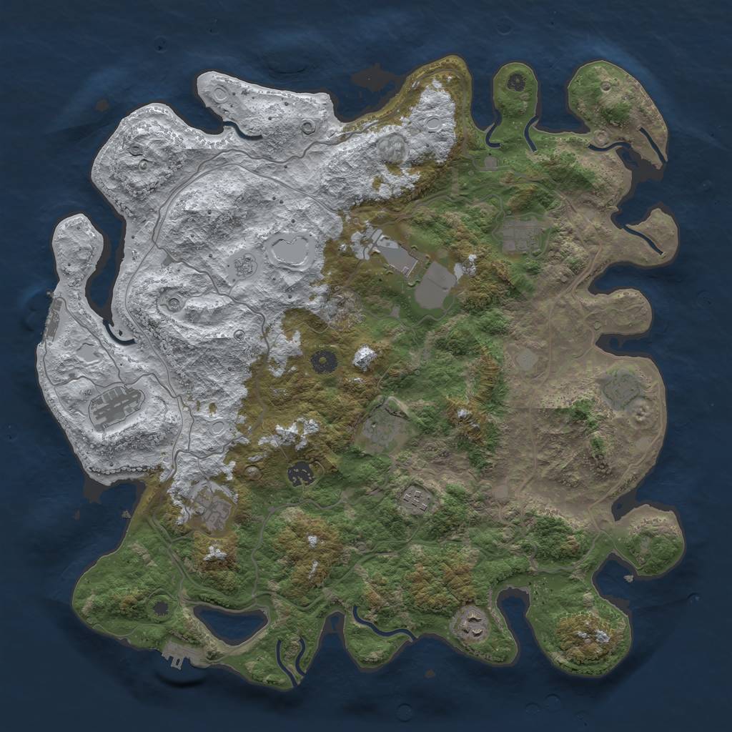 Rust Map: Procedural Map, Size: 4300, Seed: 5235, 18 Monuments