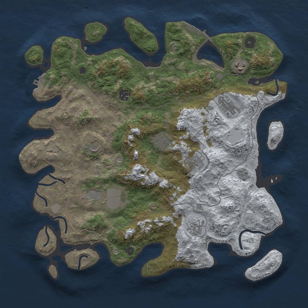 Rust Map: Procedural Map, Size: 4000, Seed: 20220407, 18 Monuments