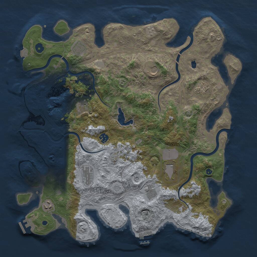 Rust Map: Procedural Map, Size: 4250, Seed: 521478603, 16 Monuments