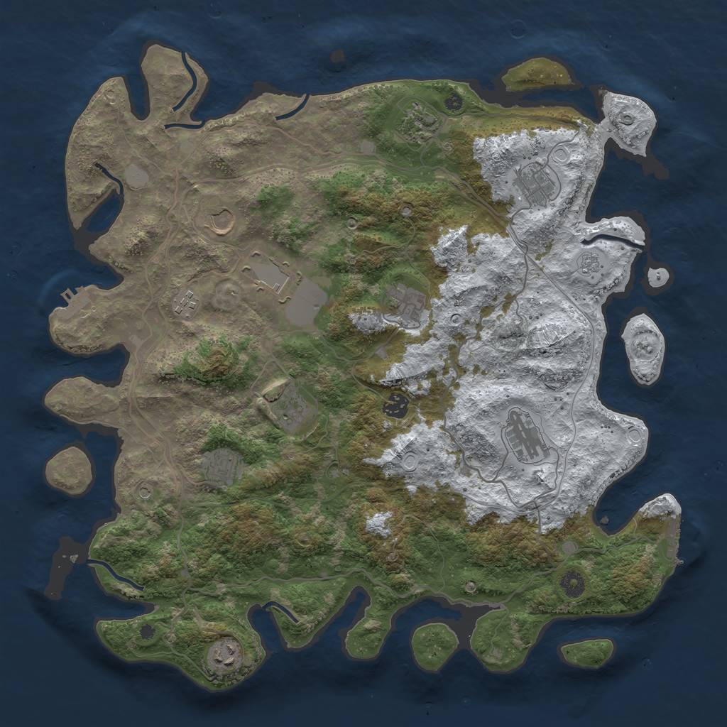 Rust Map: Procedural Map, Size: 4250, Seed: 1262464971, 20 Monuments