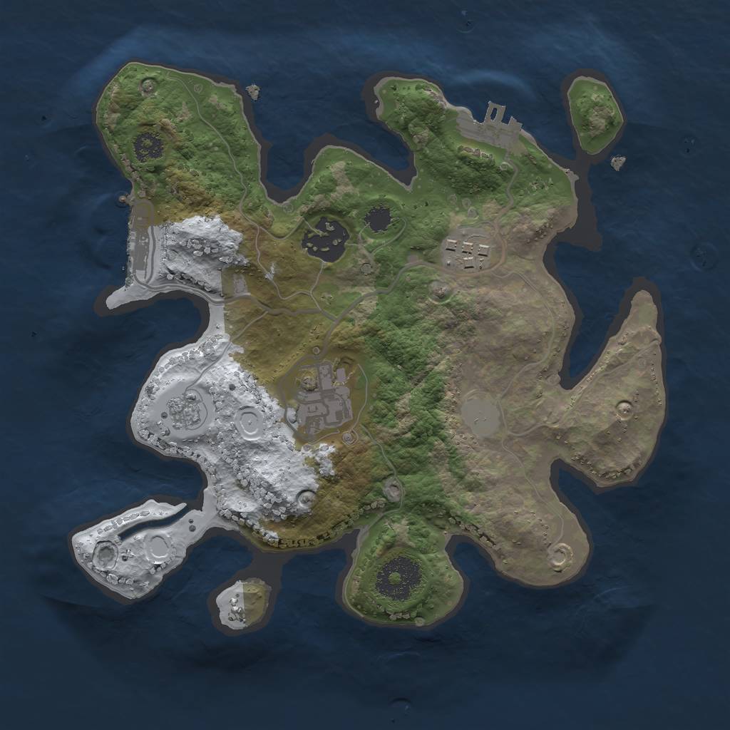 Rust Map: Procedural Map, Size: 2500, Seed: 639468450, 11 Monuments