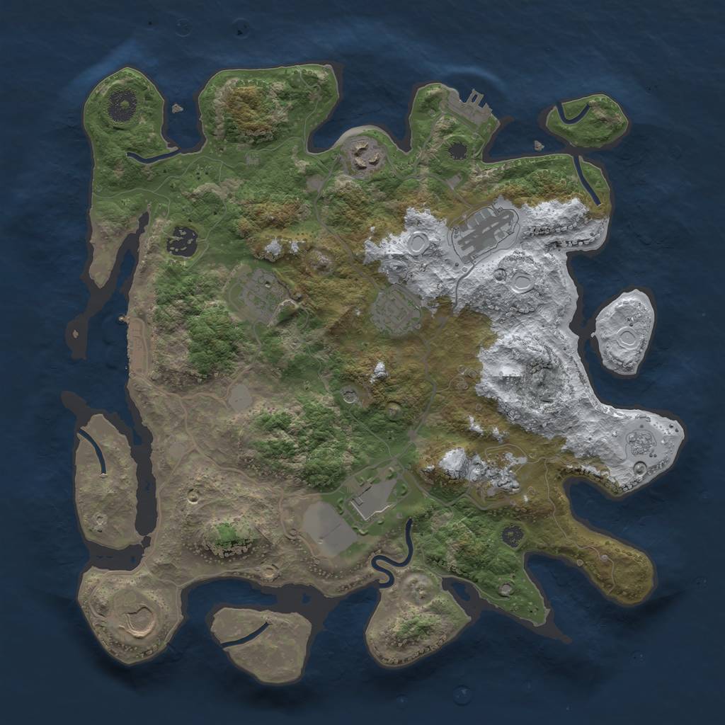 Rust Map: Procedural Map, Size: 3500, Seed: 2095566100, 17 Monuments