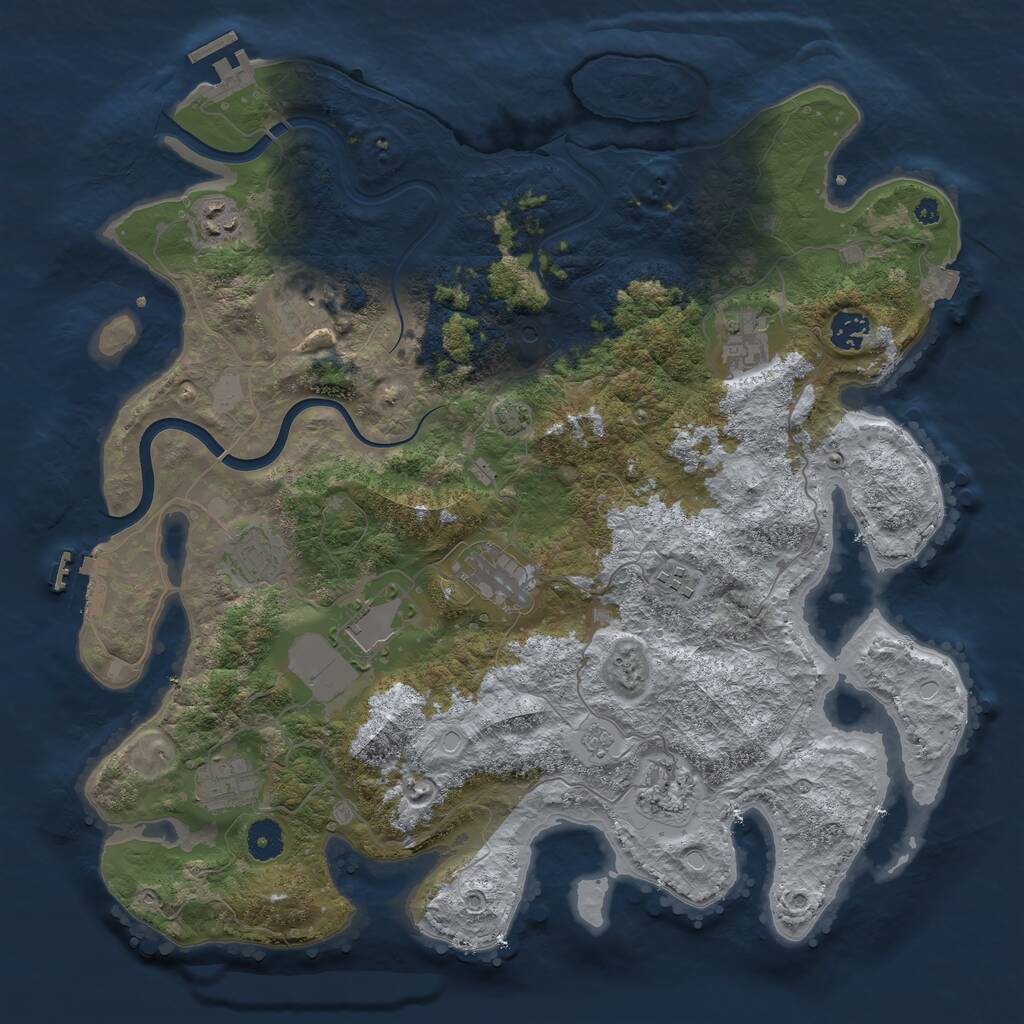 Rust Map: Procedural Map, Size: 3950, Seed: 13322232, 16 Monuments