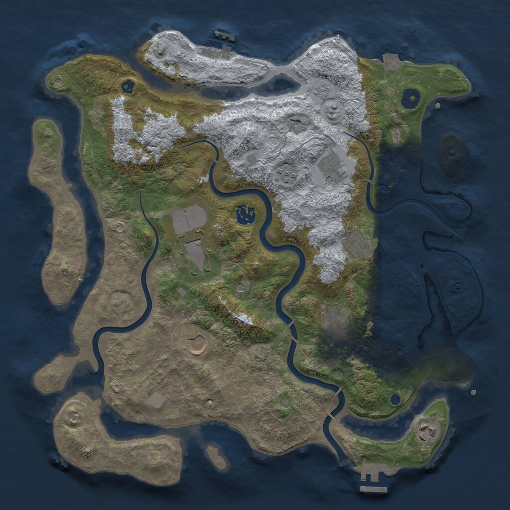 Rust Map: Procedural Map, Size: 3850, Seed: 24435055, 14 Monuments