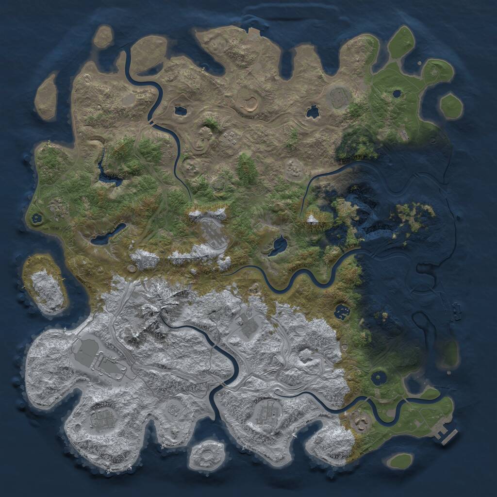 Rust Map: Procedural Map, Size: 5000, Seed: 821212, 17 Monuments