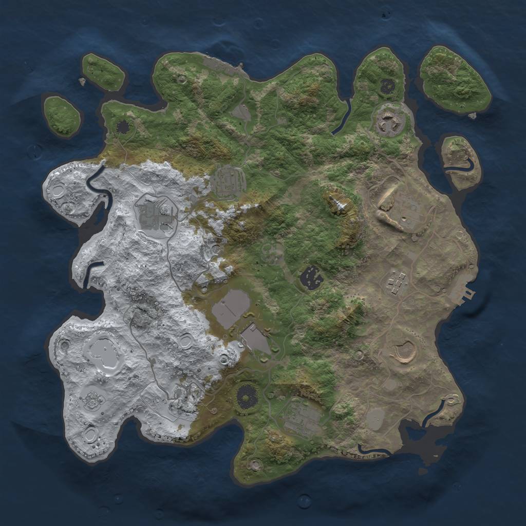 Rust Map: Procedural Map, Size: 3500, Seed: 123564, 19 Monuments