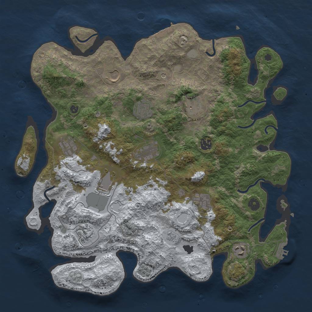 Rust Map: Procedural Map, Size: 3950, Seed: 2067318403, 20 Monuments