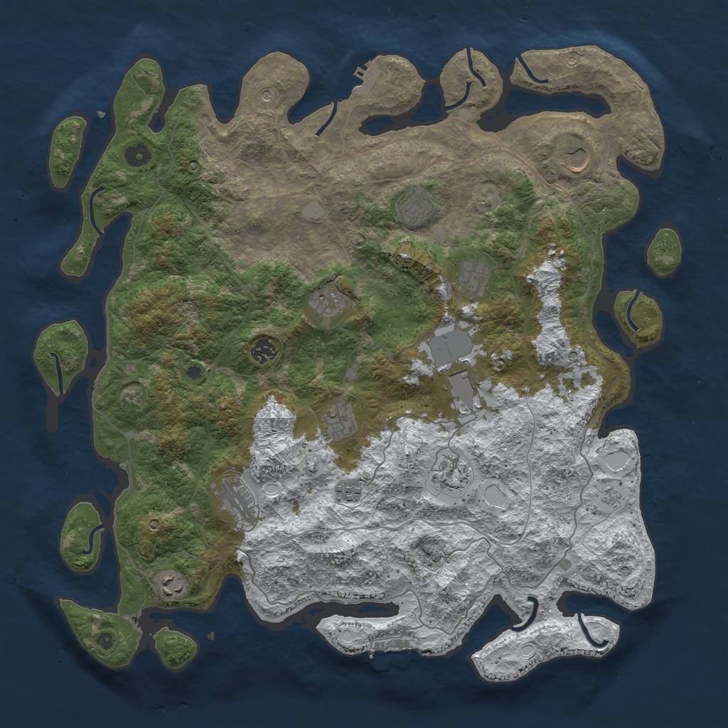 Rust Map: Procedural Map, Size: 4500, Seed: 3418910, 20 Monuments