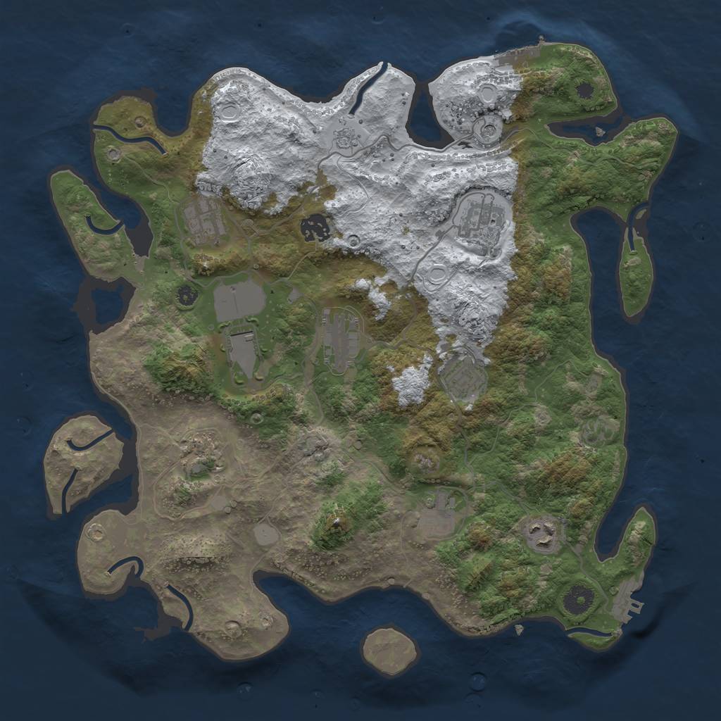 Rust Map: Procedural Map, Size: 3700, Seed: 202020, 18 Monuments