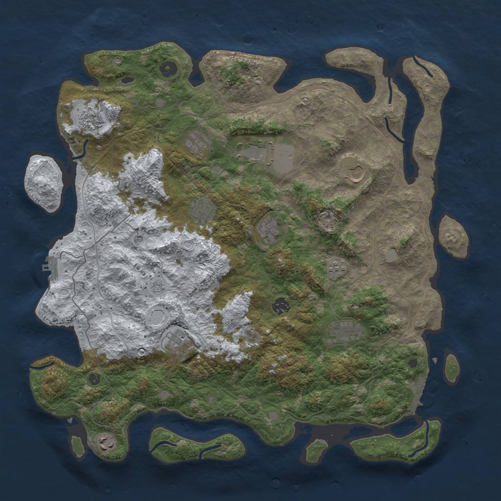 Rust Map: Procedural Map, Size: 4500, Seed: 796864839, 20 Monuments