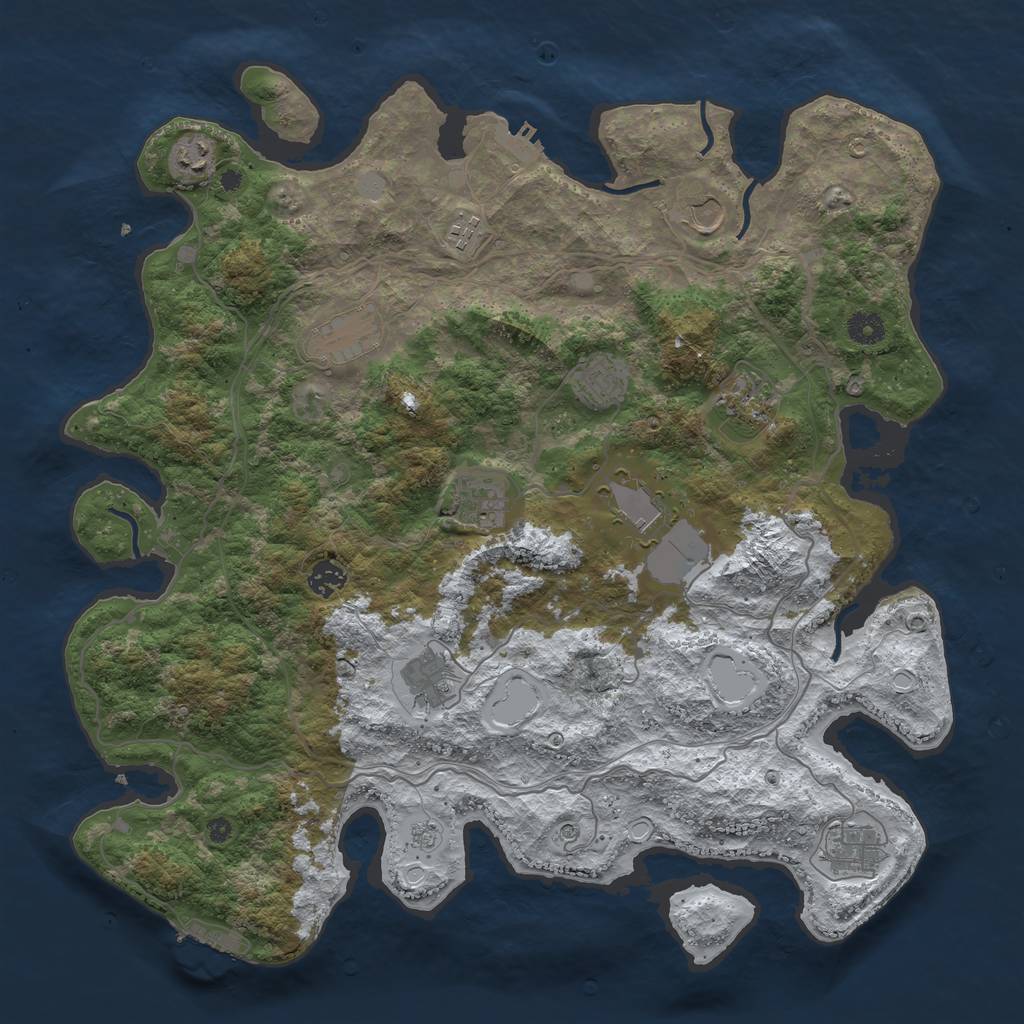Rust Map: Procedural Map, Size: 4250, Seed: 1390356836, 20 Monuments