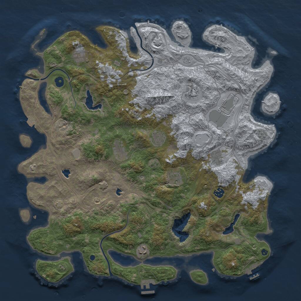 Rust Map: Procedural Map, Size: 4600, Seed: 4531231, 16 Monuments