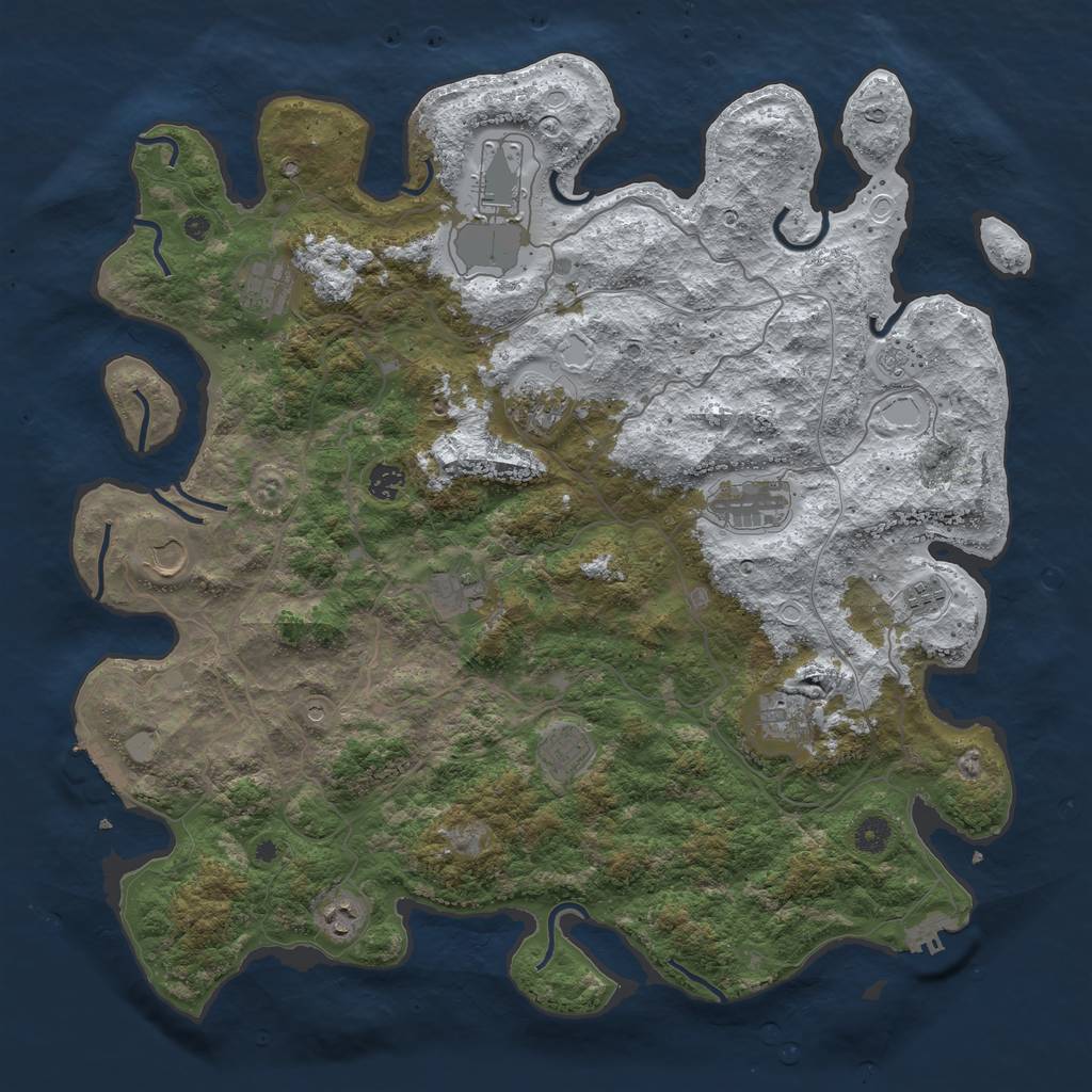 Rust Map: Procedural Map, Size: 4500, Seed: 77000, 20 Monuments