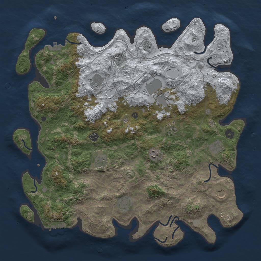 Rust Map: Procedural Map, Size: 4300, Seed: 1735471471, 19 Monuments