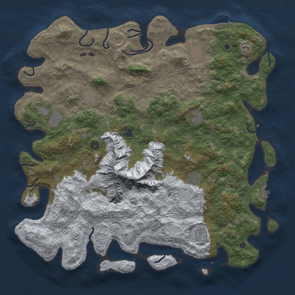 Rust Map: Procedural Map, Size: 5000, Seed: 60600, 20 Monuments
