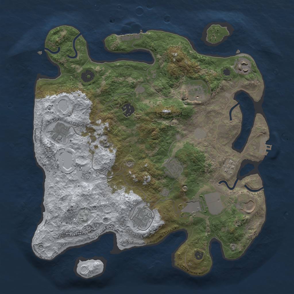Rust Map: Procedural Map, Size: 3500, Seed: 104633, 18 Monuments
