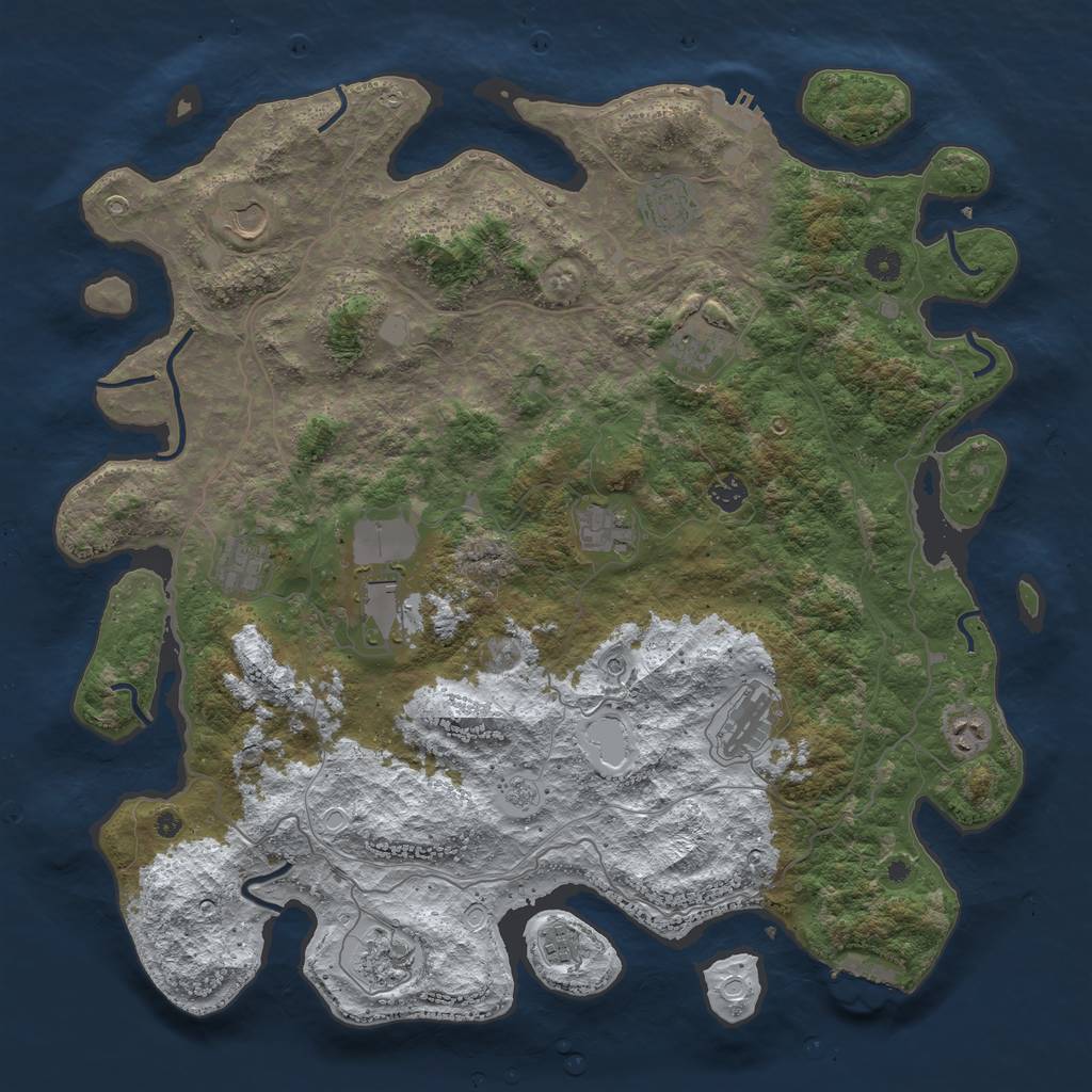 Rust Map: Procedural Map, Size: 4500, Seed: 1288774155, 20 Monuments