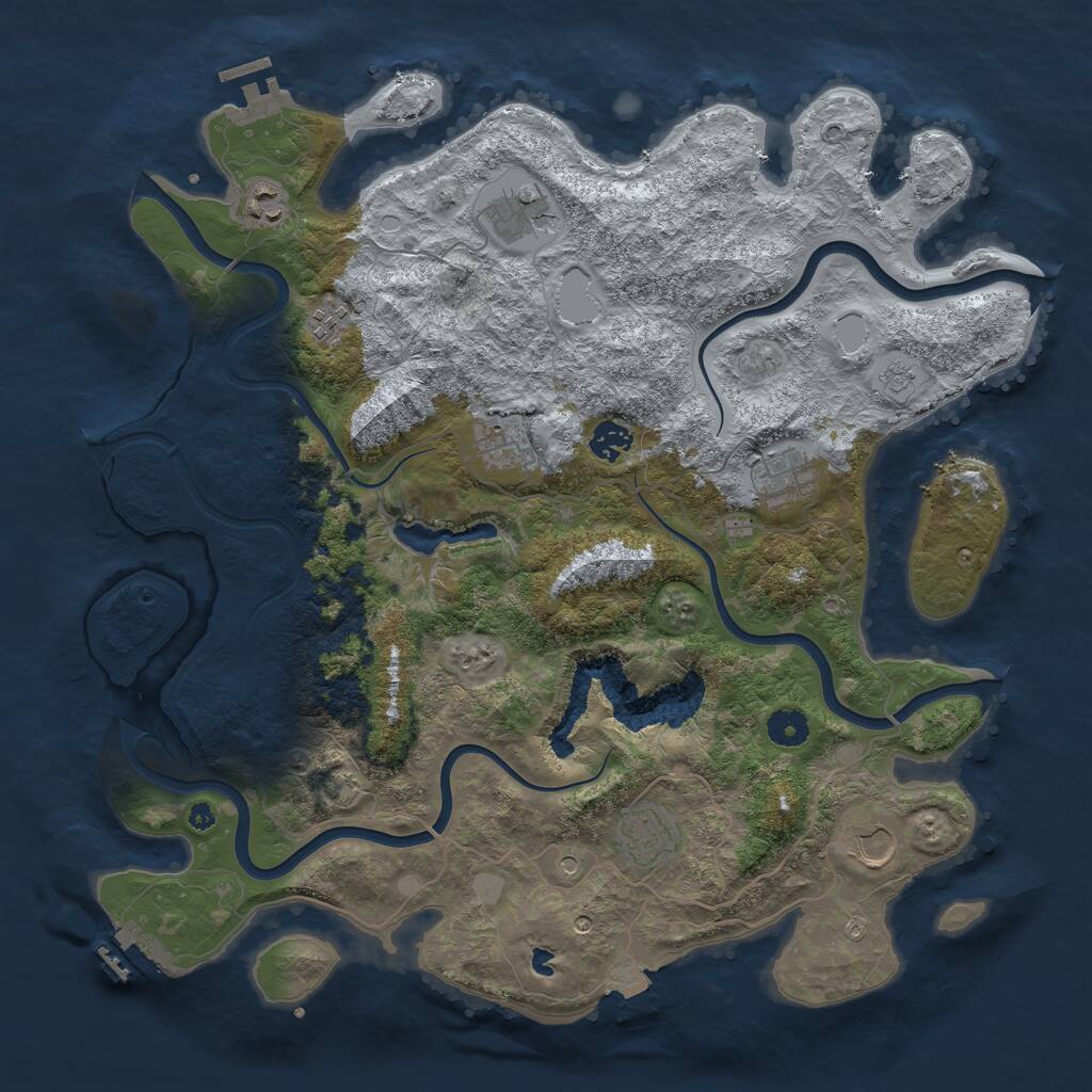Rust Map: Procedural Map, Size: 4098, Seed: 13825, 14 Monuments