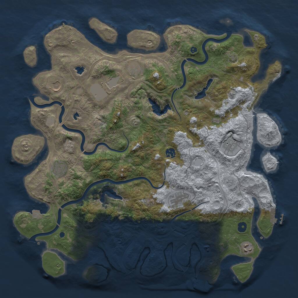 Rust Map: Procedural Map, Size: 4500, Seed: 2435607, 15 Monuments
