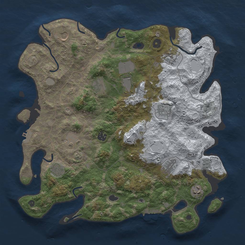 Rust Map: Procedural Map, Size: 4000, Seed: 7035, 20 Monuments
